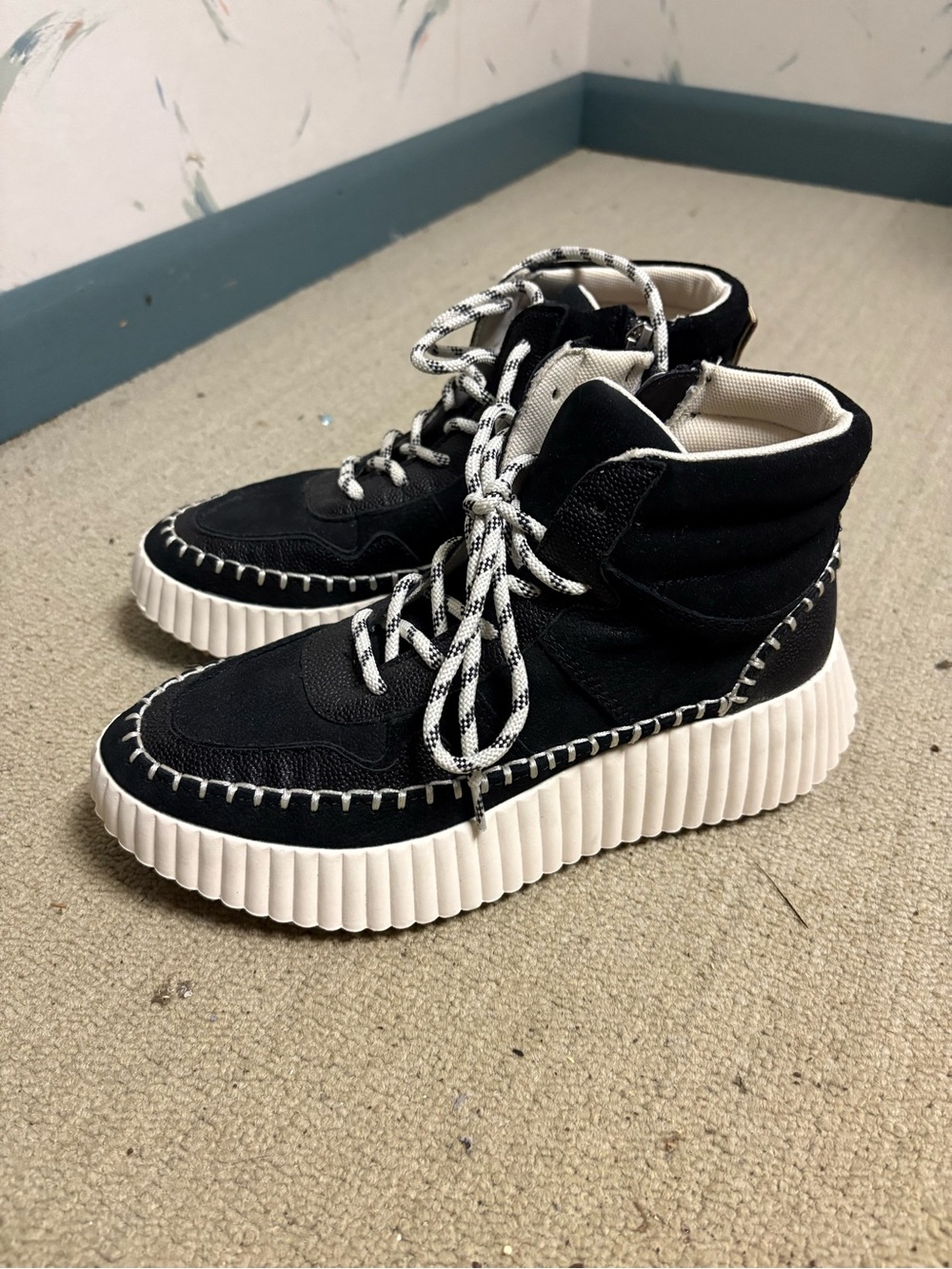 Dolce Vita Black and White Platform High-Top Sneakers
